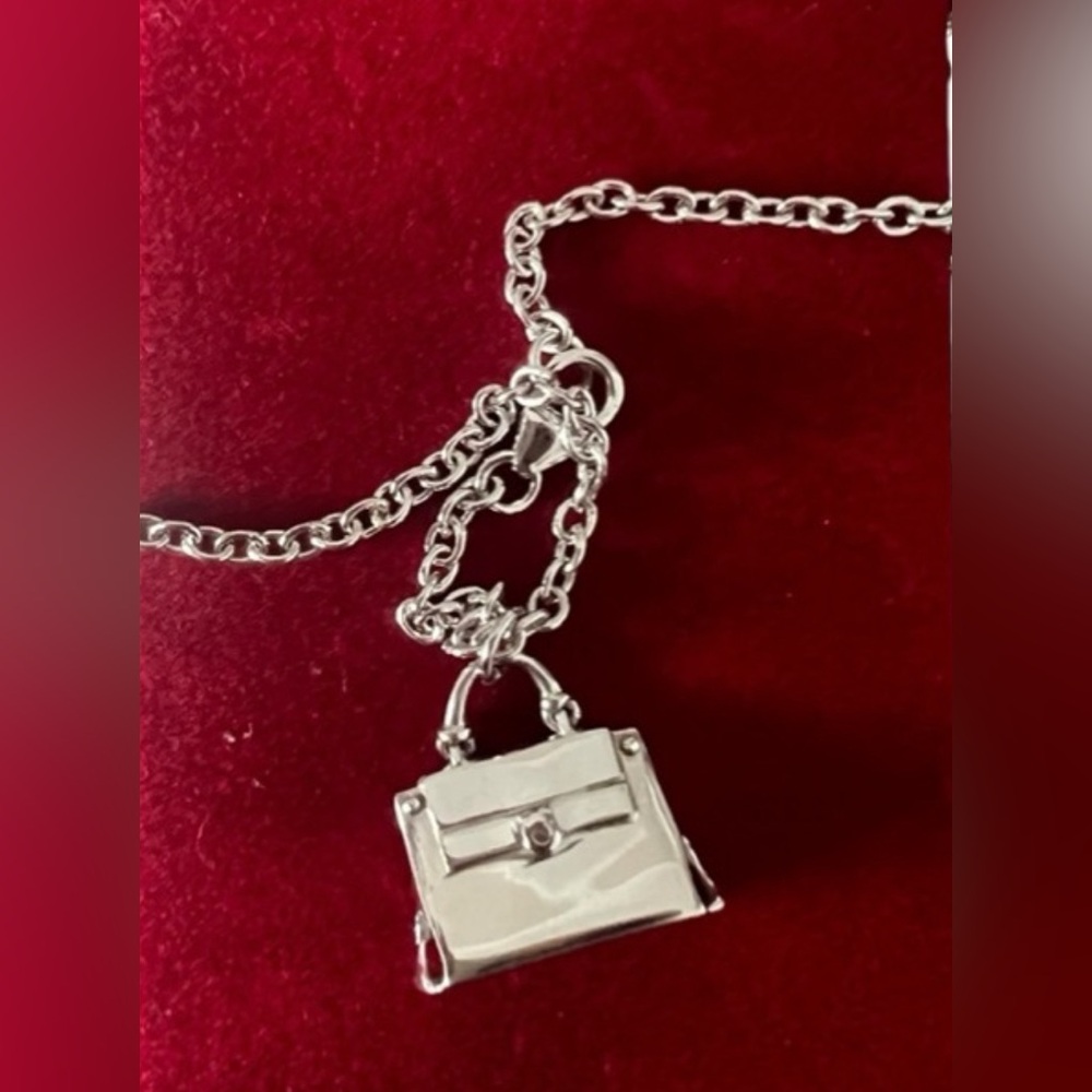 Salvatore Ferragamo, Sophia bag sterling silver necklace NIB